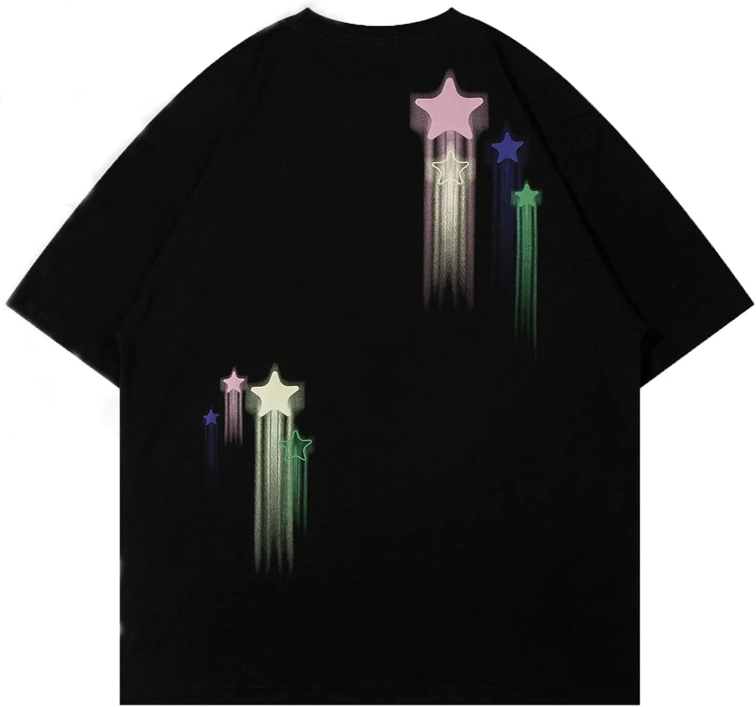 Vamtac Mens Graffiti Star Print Tee Oversized Y2k Graphic T Shirt Cause Soft Vintage Tops Trendy Outfits