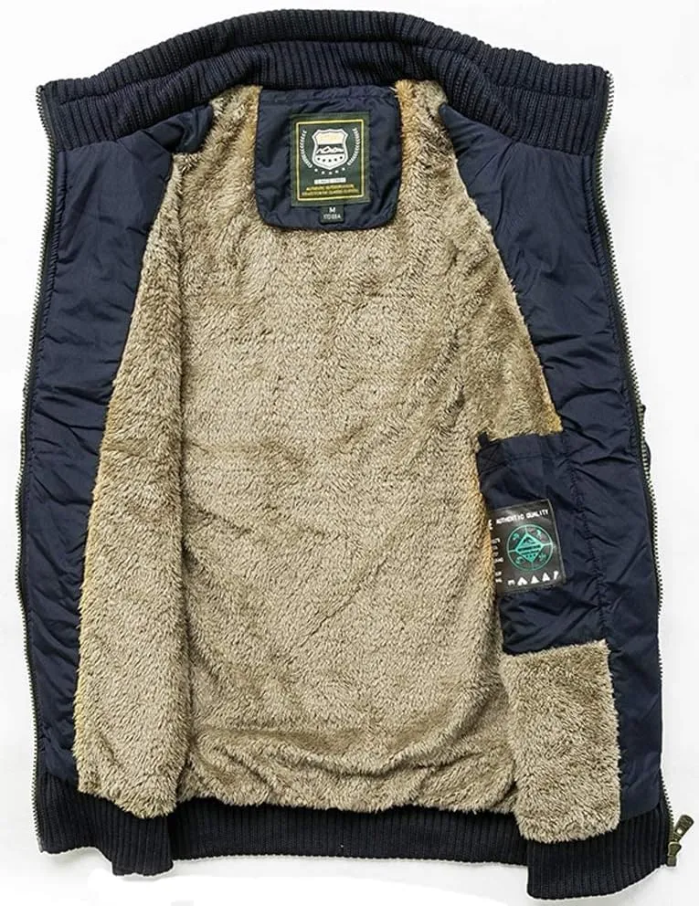 Vcansion Men's Outdoor Stand Collar Fleece Jacket Vest Casual Padded Vest Coats