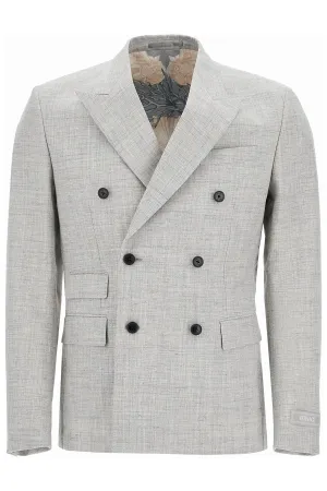 VERSACE double-breasted wool blend blazer