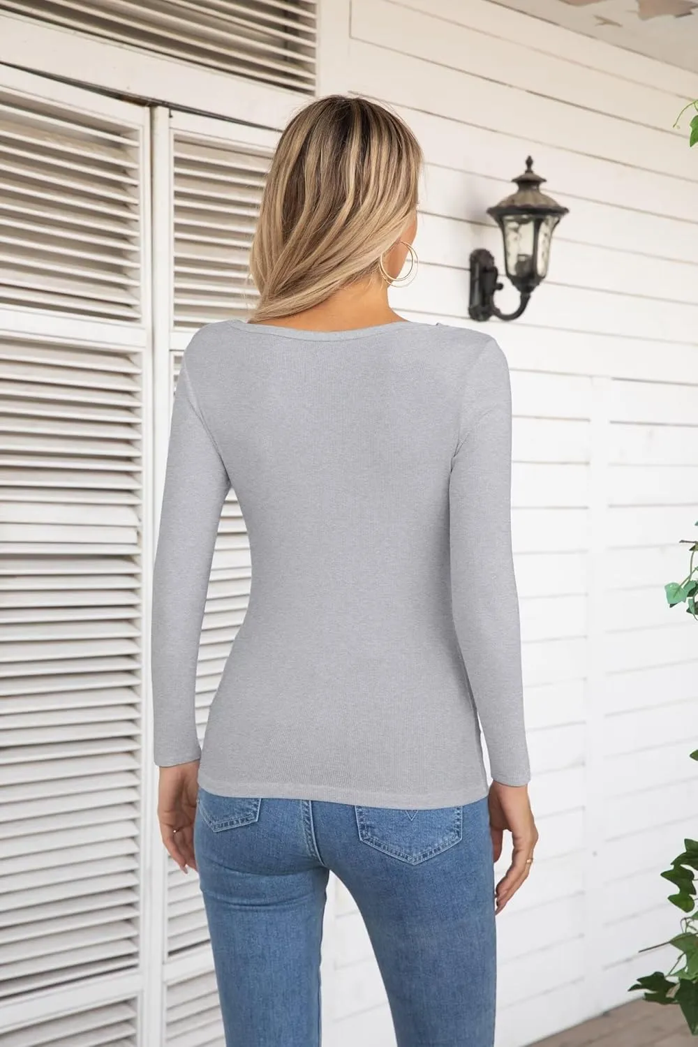 VICHYIE Womens Fashion Fall Clothes One Piece Cutout Tops Long Sleeve Ribbed Slim Fitted Shirts Tee Tshirts