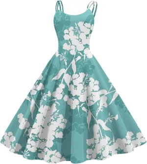 Vintage Cocktail Dresses for Women Fashion Sleeveless Knee Length Retro A Line Flared Swing Formal Prom Party