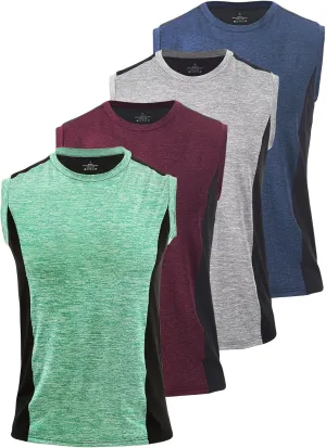 Vislivin Men's 4 Pack Tank Tops Sleeveless Workout Quick Dry Shirts Gym Muscle Shirts Athletic Bodybuilding Tee