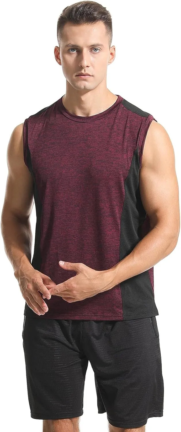 Vislivin Men's 4 Pack Tank Tops Sleeveless Workout Quick Dry Shirts Gym Muscle Shirts Athletic Bodybuilding Tee