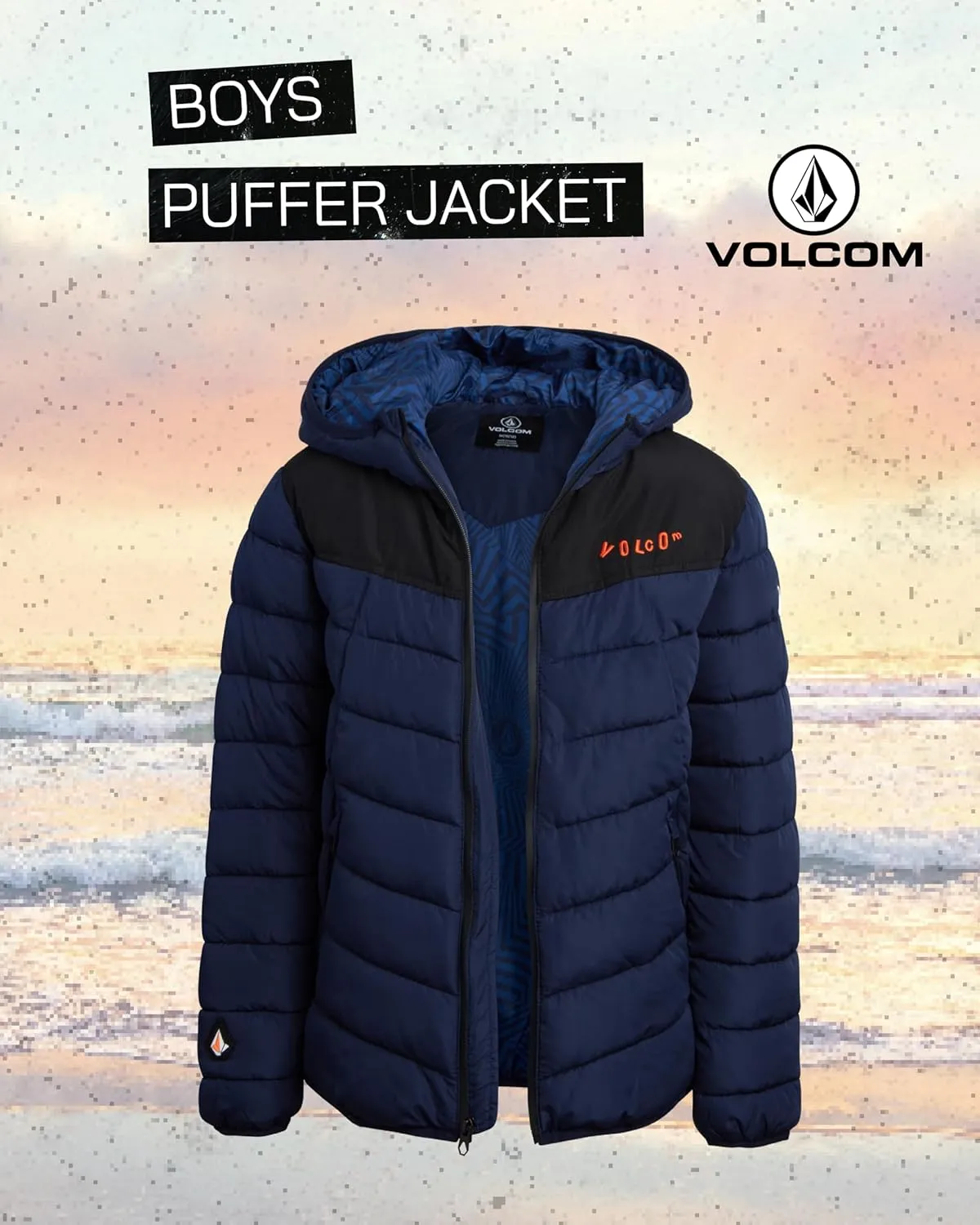 Volcom Boys' Puffer Jacket - Glacier Shield Quilted Winter Jacket with Hood - Insulated Outerwear Jackets for Boys (4-18)