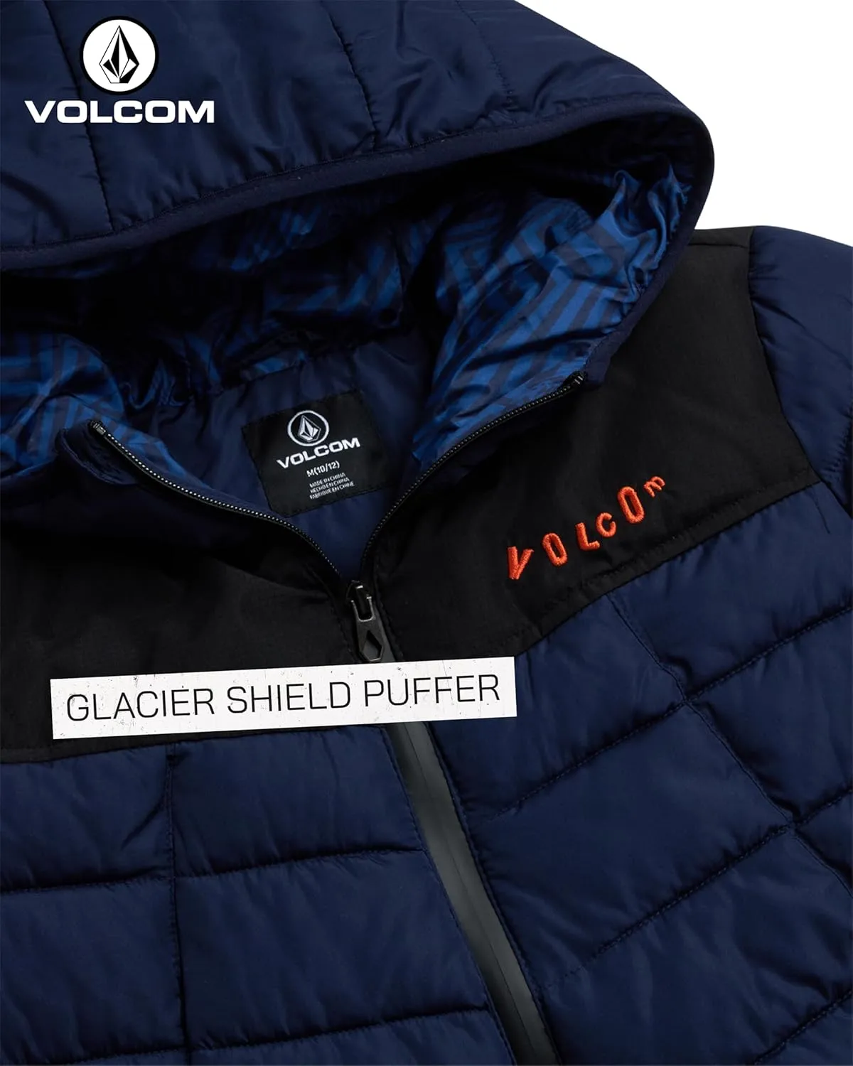 Volcom Boys' Puffer Jacket - Glacier Shield Quilted Winter Jacket with Hood - Insulated Outerwear Jackets for Boys (4-18)