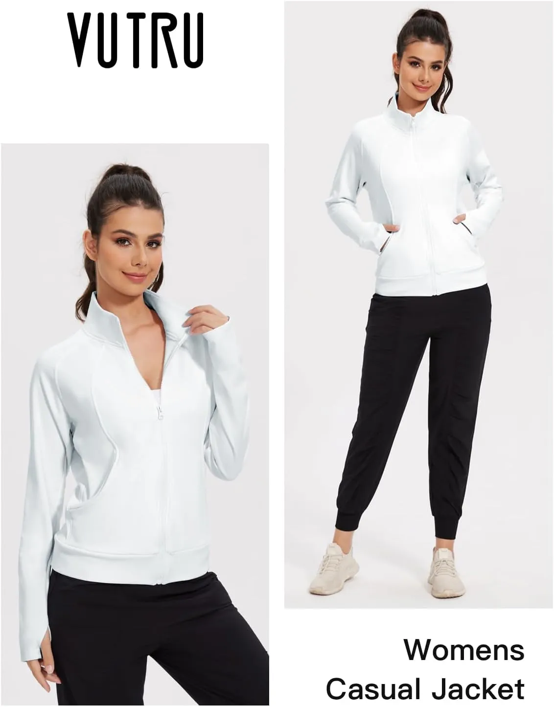 VUTRU Casual Jacket for Women Fleece Zip Up Jacket Tops Long Sleeve Fall Coat Trendy