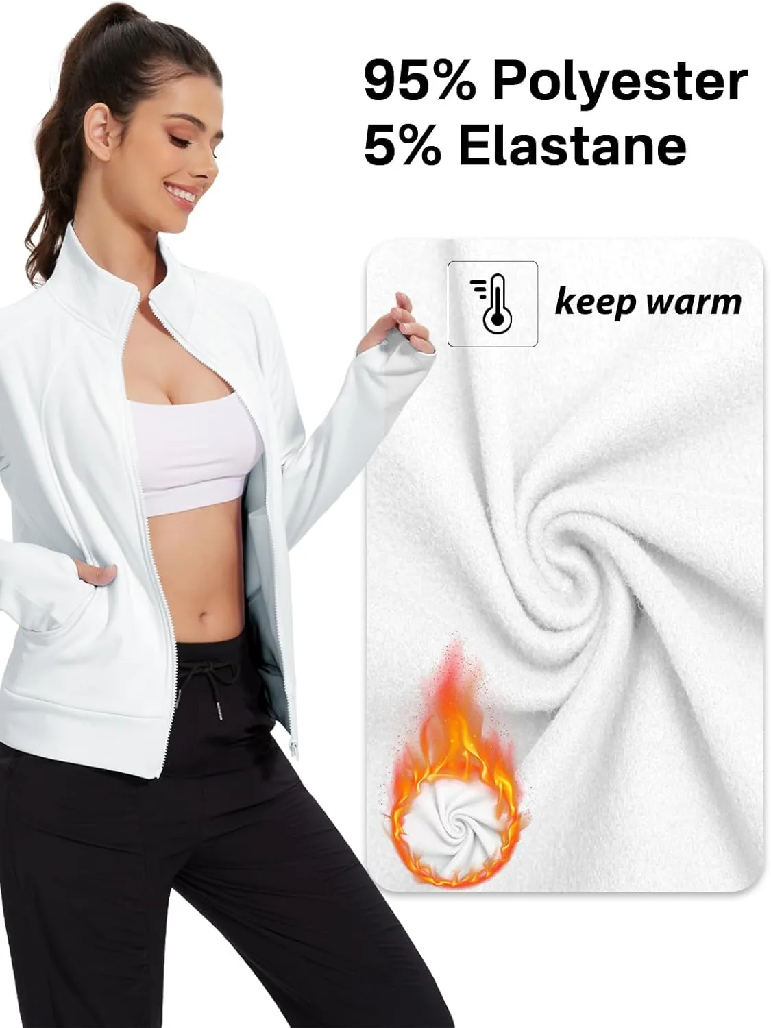 VUTRU Casual Jacket for Women Fleece Zip Up Jacket Tops Long Sleeve Fall Coat Trendy