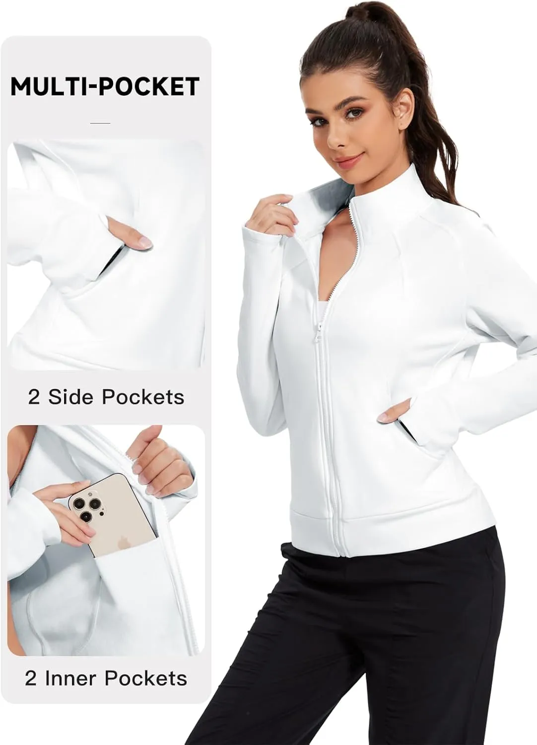 VUTRU Casual Jacket for Women Fleece Zip Up Jacket Tops Long Sleeve Fall Coat Trendy