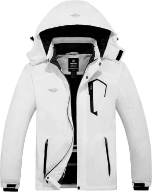 wantdo Men's Mountain Waterproof Ski Jacket Windproof Rain Jacket Winter Warm Hooded Coat