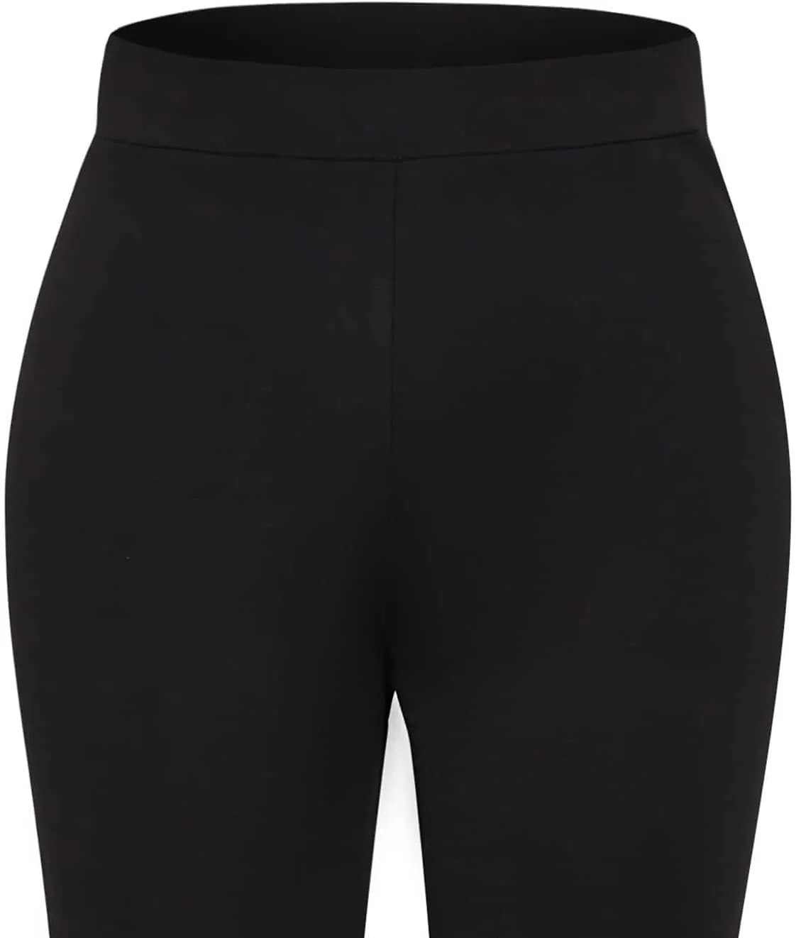 WDIRARA Women's Plus Size Elastic Waist Flare Bell Bottom Pants Casual Stretchy Long Pants