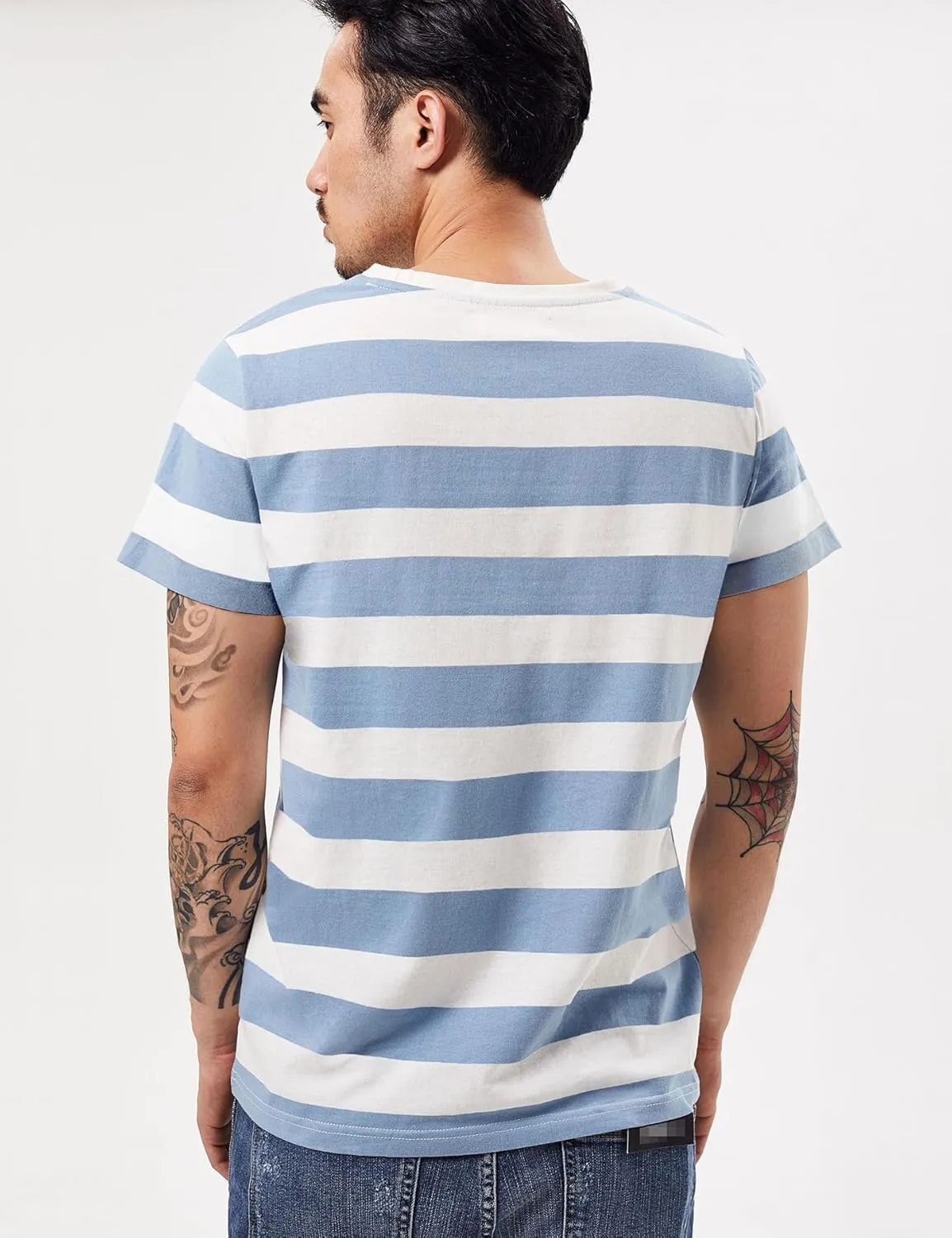 Wide Striped T Shirt for Men Sailor Tee Red White Black Navy Stripes Top Basic