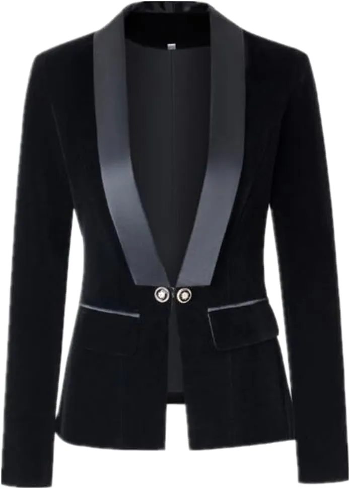 Winter Velvet Women Blazer Jacket Coat Evening Party Christmas Sparkly Cardigan Coat