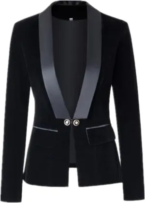Winter Velvet Women Blazer Jacket Coat Evening Party Christmas Sparkly Cardigan Coat