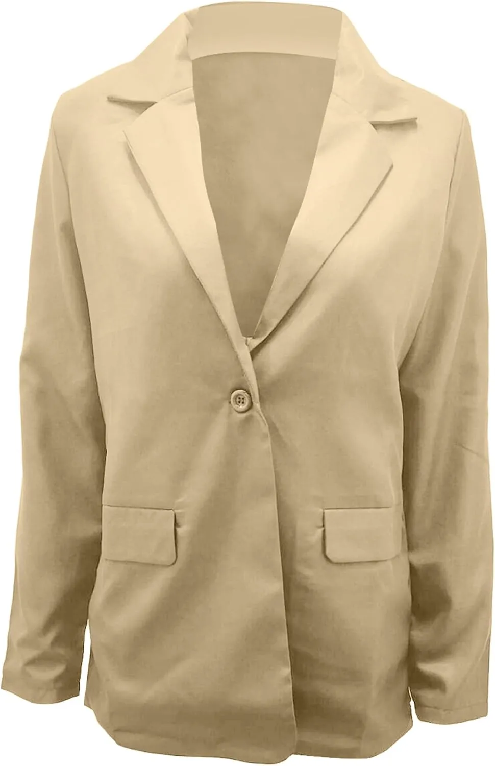 WIWIQS Women's Long Sleeve Open Front Blazer Lapel Work Office Casual Suit Solid Color Comfy Blazers