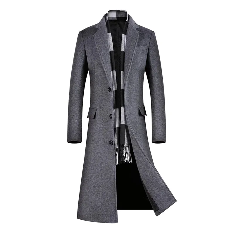 Wollanteil 54 % Mäntel für Herren, eine lange Jacke unterhalb des Knies, Herrenmantel, Herrenmantel-Windjacke, Herrenmäntel, Wollmantel für Herren