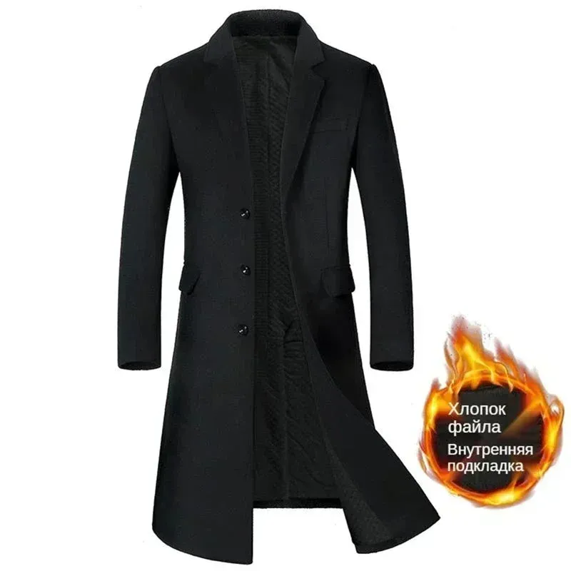 Wollanteil 54 % Mäntel für Herren, eine lange Jacke unterhalb des Knies, Herrenmantel, Herrenmantel-Windjacke, Herrenmäntel, Wollmantel für Herren
