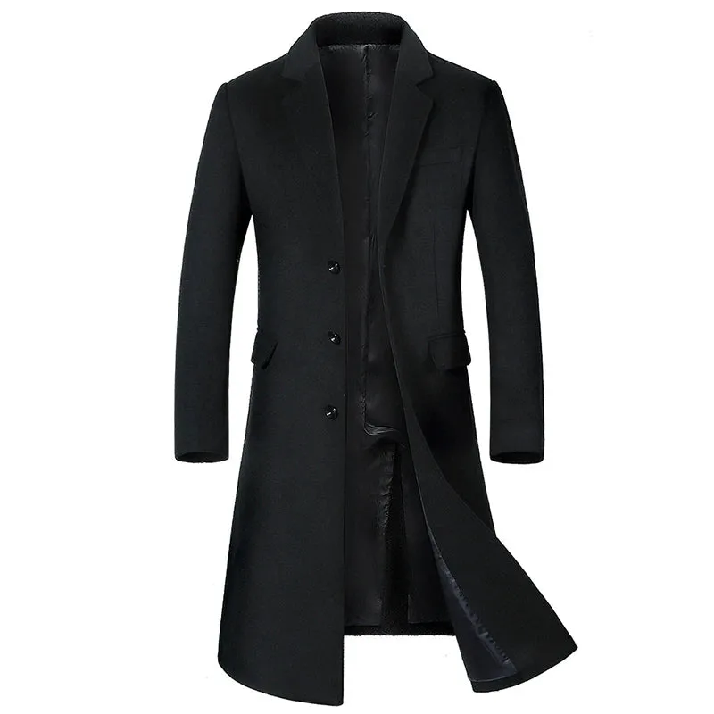 Wollanteil 54 % Mäntel für Herren, eine lange Jacke unterhalb des Knies, Herrenmantel, Herrenmantel-Windjacke, Herrenmäntel, Wollmantel für Herren