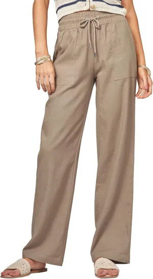 Women Linen Pants Wide Leg Palazzo Pants Cotton Linen Drawstring Summer Pants with Pockets 29"/31"/ 33"