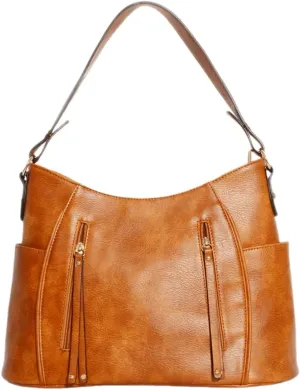 Women PU Leather Handbags Fashion Zipper Tote Bag Adjustable Shoulder Strap Hobo Shoulder Bags for Work Shopping