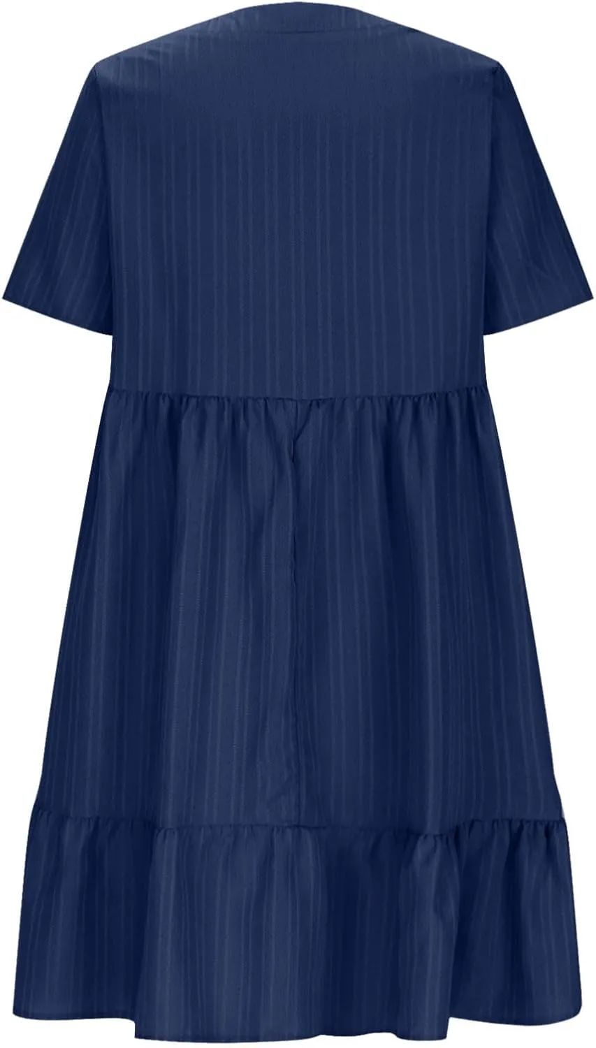Women Ruffle Tiered Layered Flowy A Line Dresses Short Sleeve V Neck Summer Dress Holiday Casual Beach Sundress