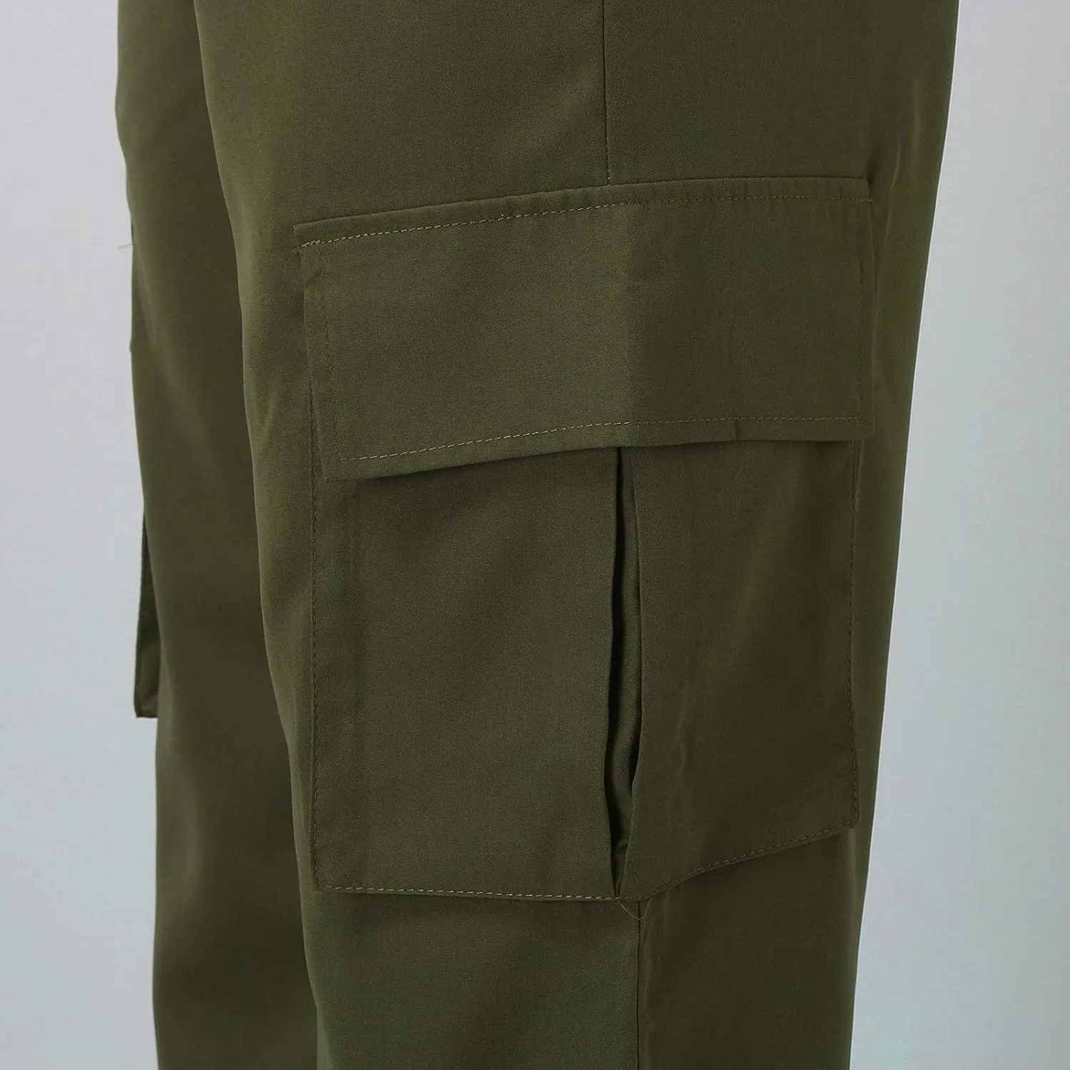 Womens Casual Cargo Pants Plus Size Elastic High Waisted Straight Wide Leg Pants Y2k Loose Solid Lounge Trousers