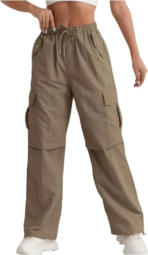 Women's Casual Waist Drawstring Pocket Work Dressy Loose Fit Fashion Pants
