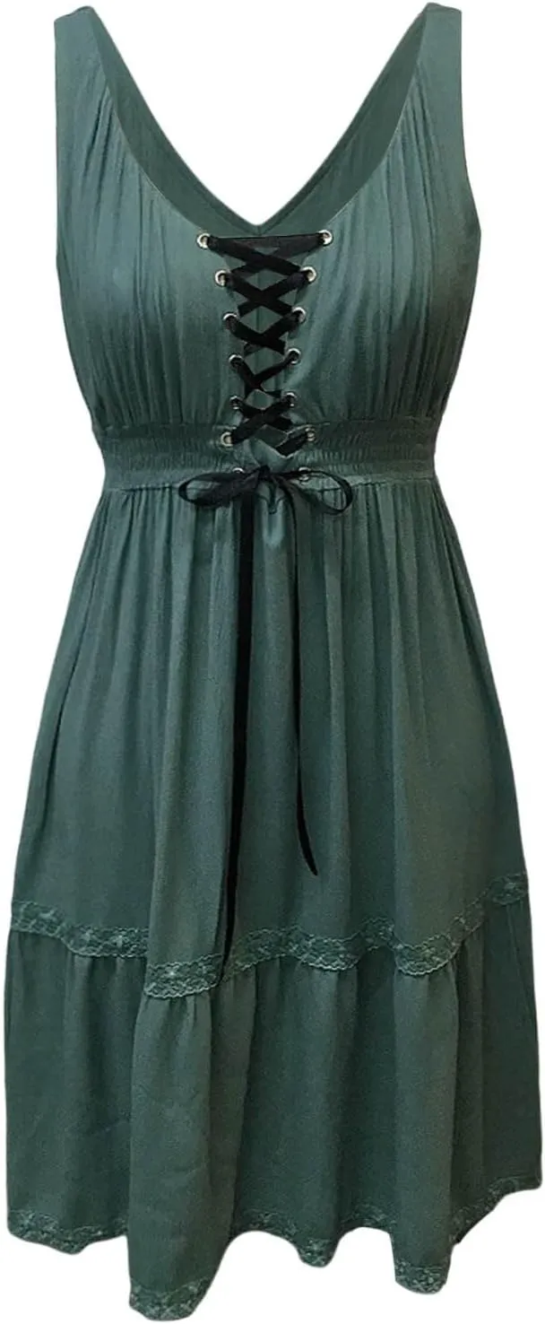 Womens Dresses V Neck Mini Floral Spaghetti Strap Boho Sundress Summer 2025 Tie Knot Front Flowy Pleated Swing Dress