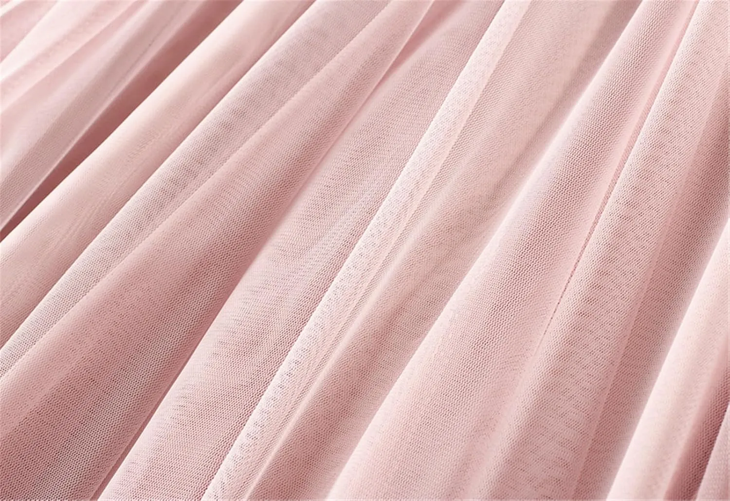 Women's Elastic Waist Ruffle Pleated Midi Skirt Solid Tutu Tulle Skirts