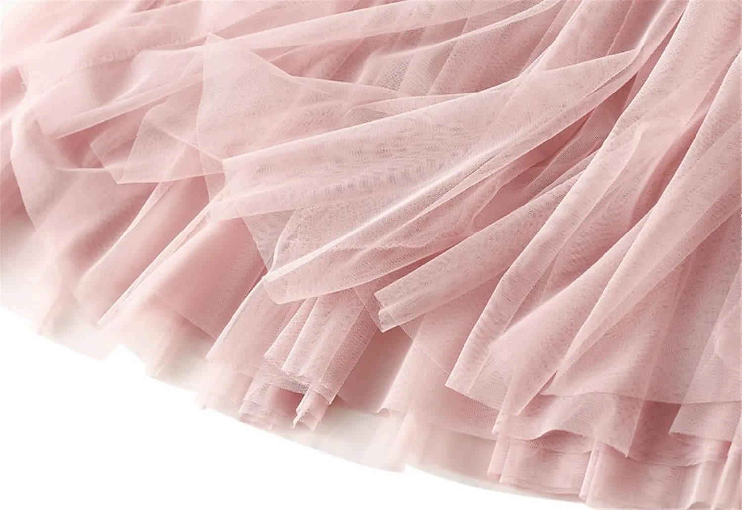 Women's Elastic Waist Ruffle Pleated Midi Skirt Solid Tutu Tulle Skirts