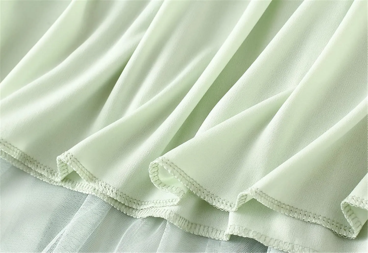 Women's Elastic Waist Ruffle Pleated Midi Skirt Solid Tutu Tulle Skirts