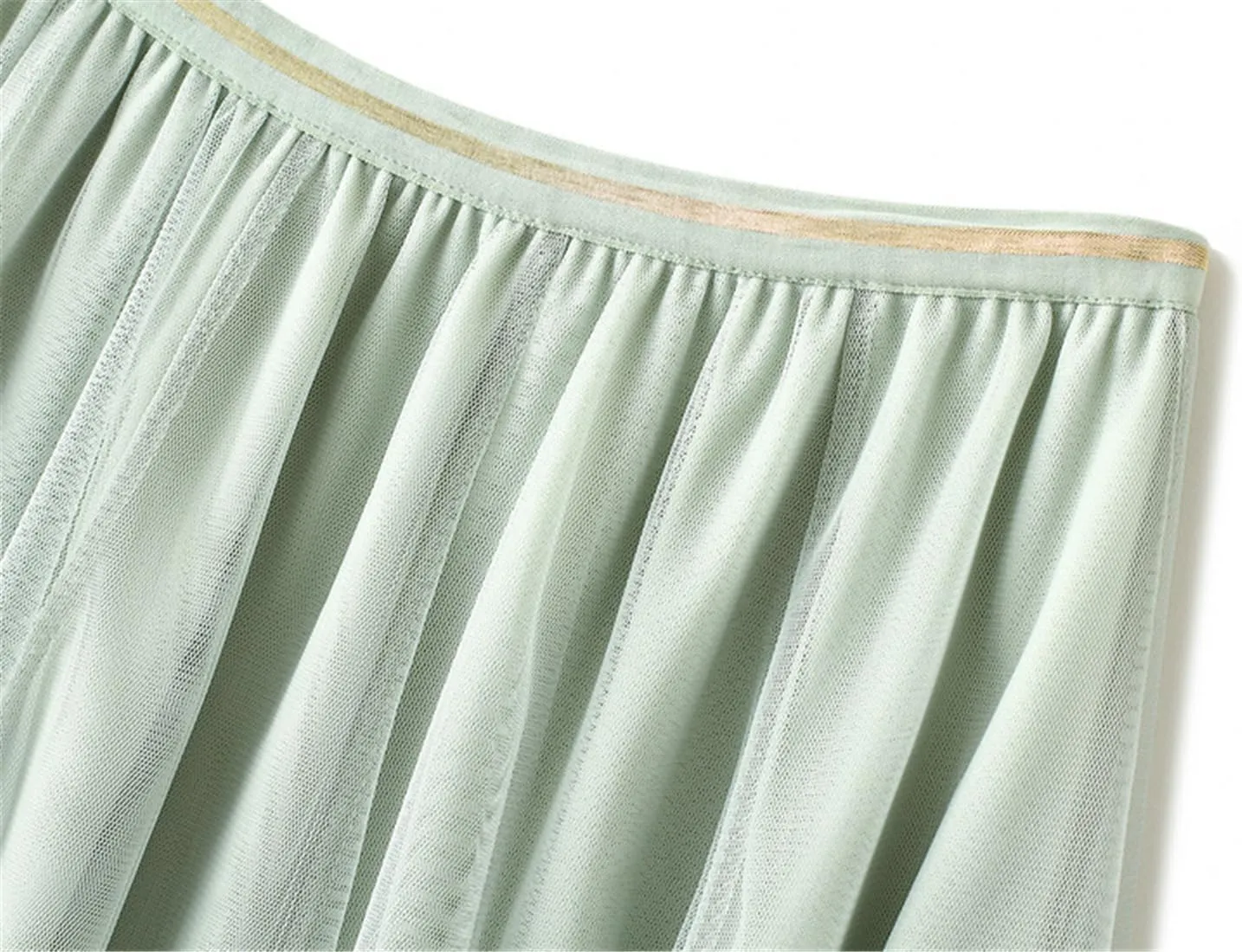 Women's Elastic Waist Ruffle Pleated Midi Skirt Solid Tutu Tulle Skirts