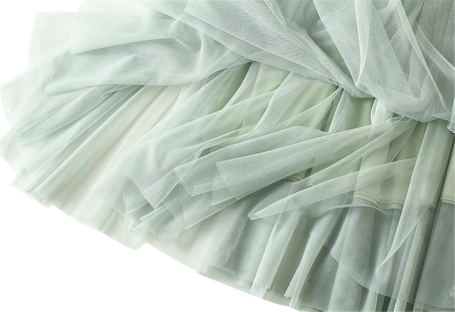 Women's Elastic Waist Ruffle Pleated Midi Skirt Solid Tutu Tulle Skirts