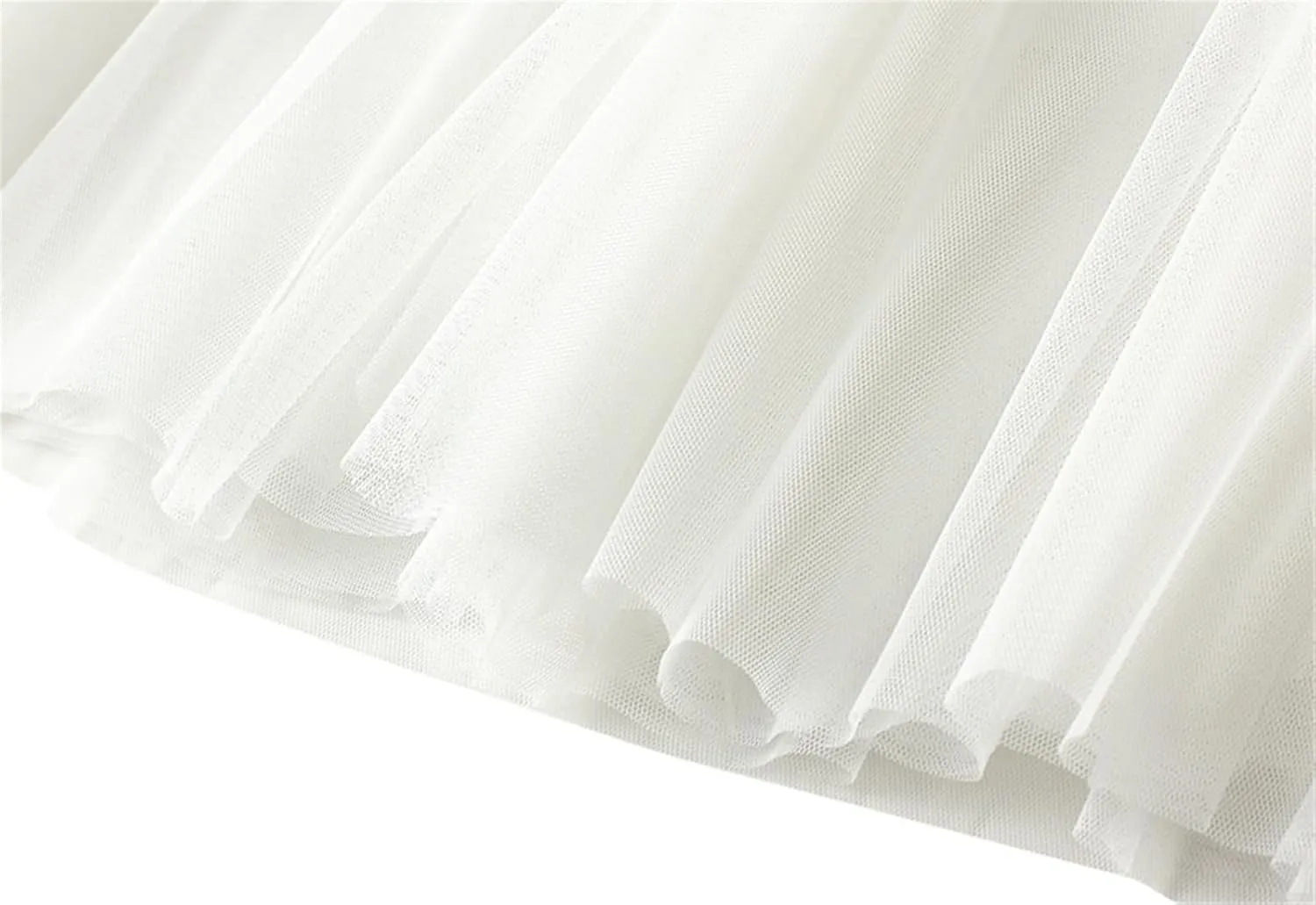 Women's Elastic Waist Ruffle Pleated Midi Skirt Solid Tutu Tulle Skirts