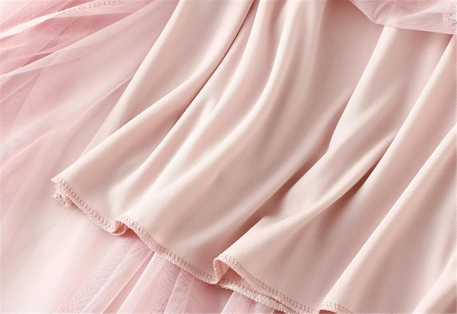 Women's Elastic Waist Ruffle Pleated Midi Skirt Solid Tutu Tulle Skirts