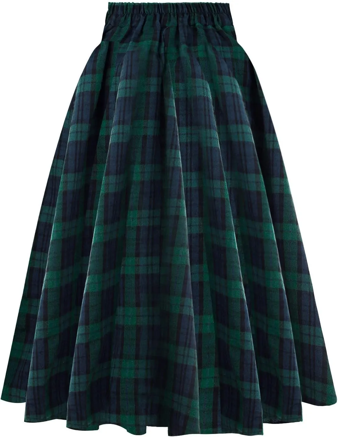 Womens Fashion Casual Plaid Skirt Vintage A Line Skirts Vintage Athletic Skirt Plaid High Waist Plus Size Midi Pleated Skirt