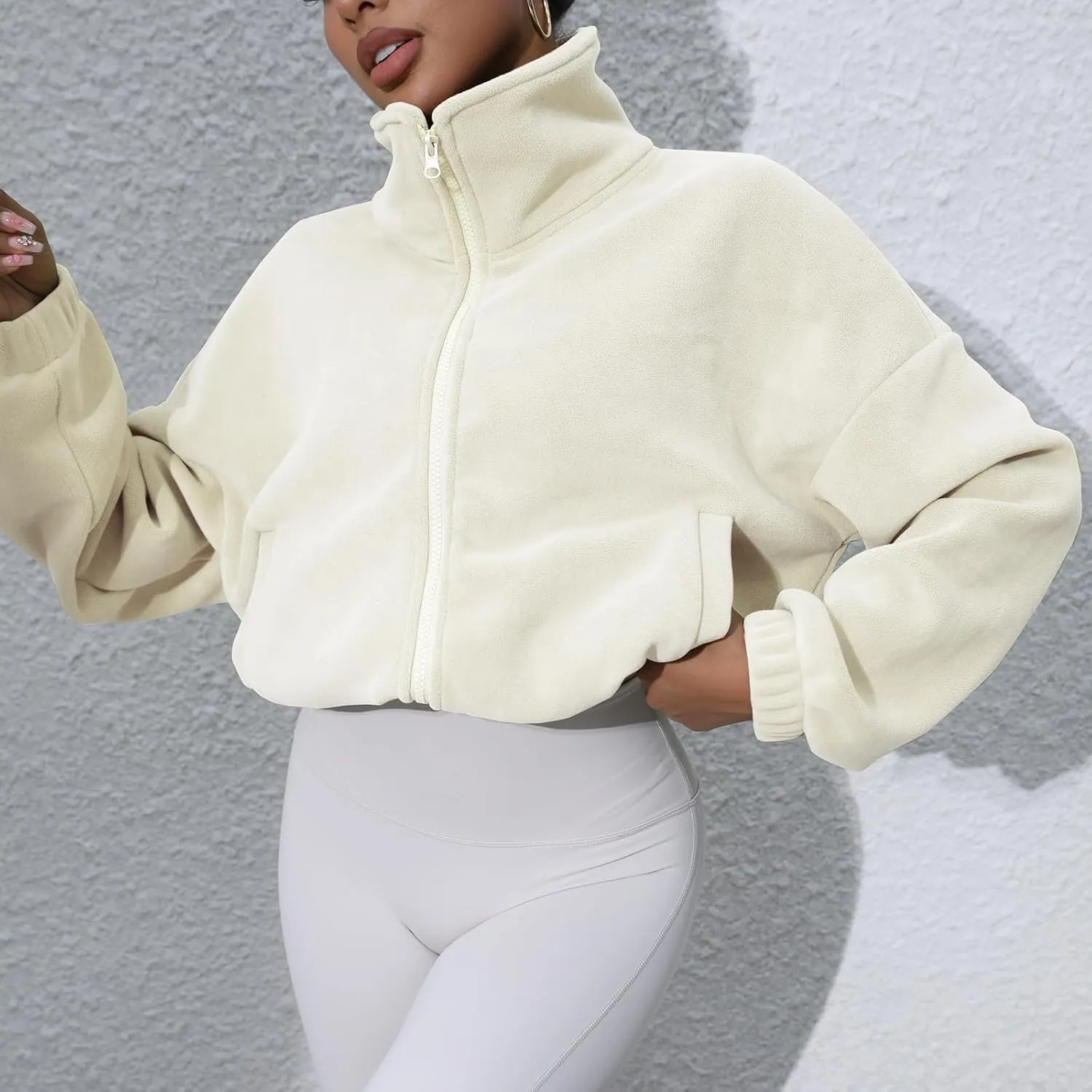 Women's Fleece Jacket Coats Long Sleeve Crop Jacket Workout Winter Coat Fall Clothes