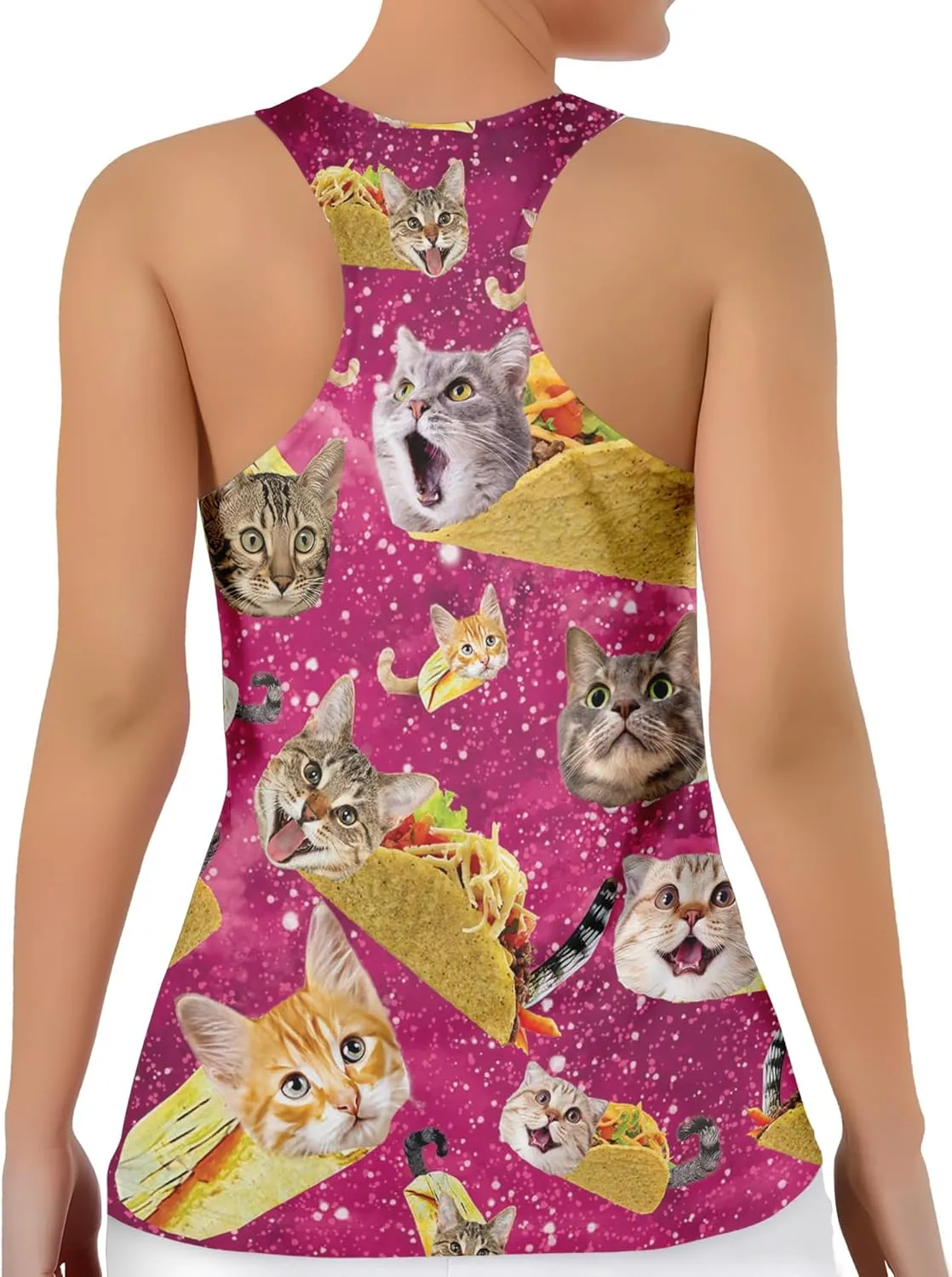 Womens Graphic Tank Tops Racerback Sleeveless Summer Leopard Print Top Neon Workout Shirt