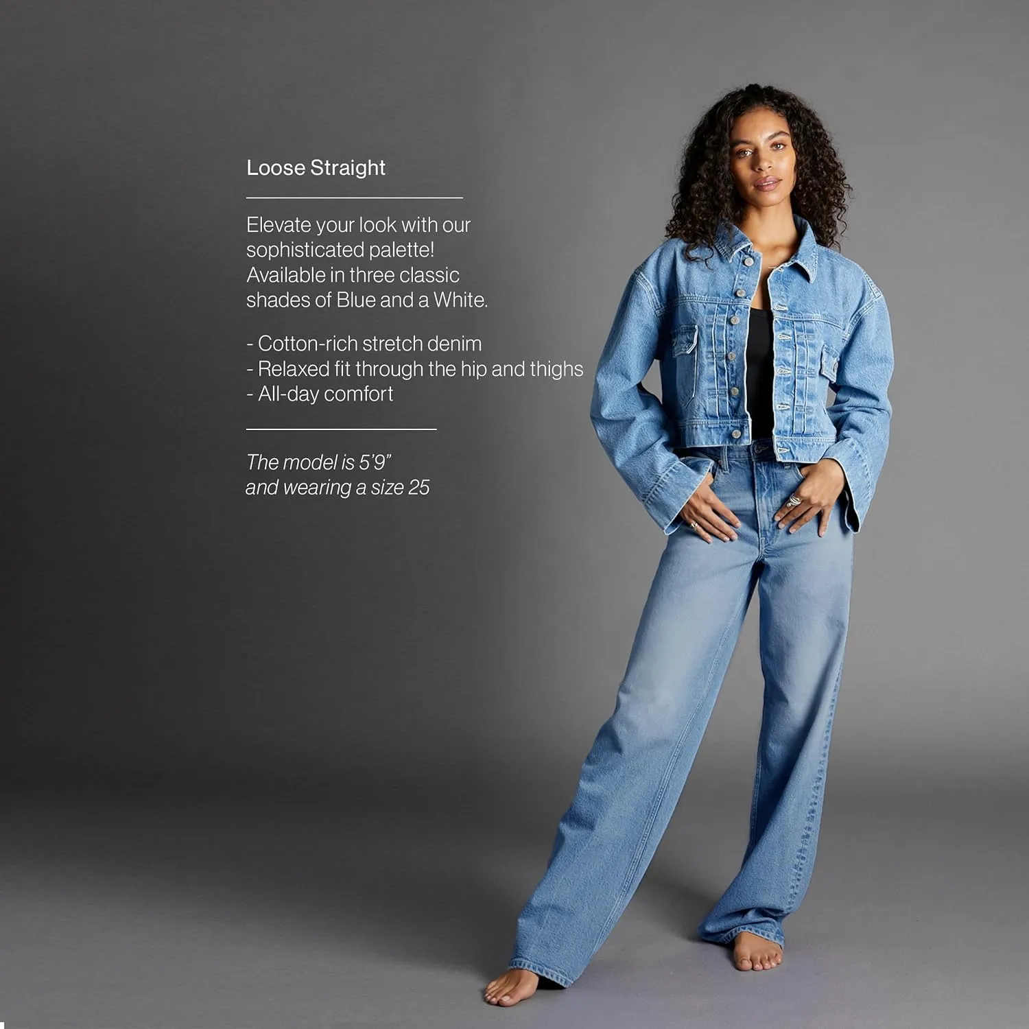 Women's High Rise Loose Straight Jeans Wide Legs Pants