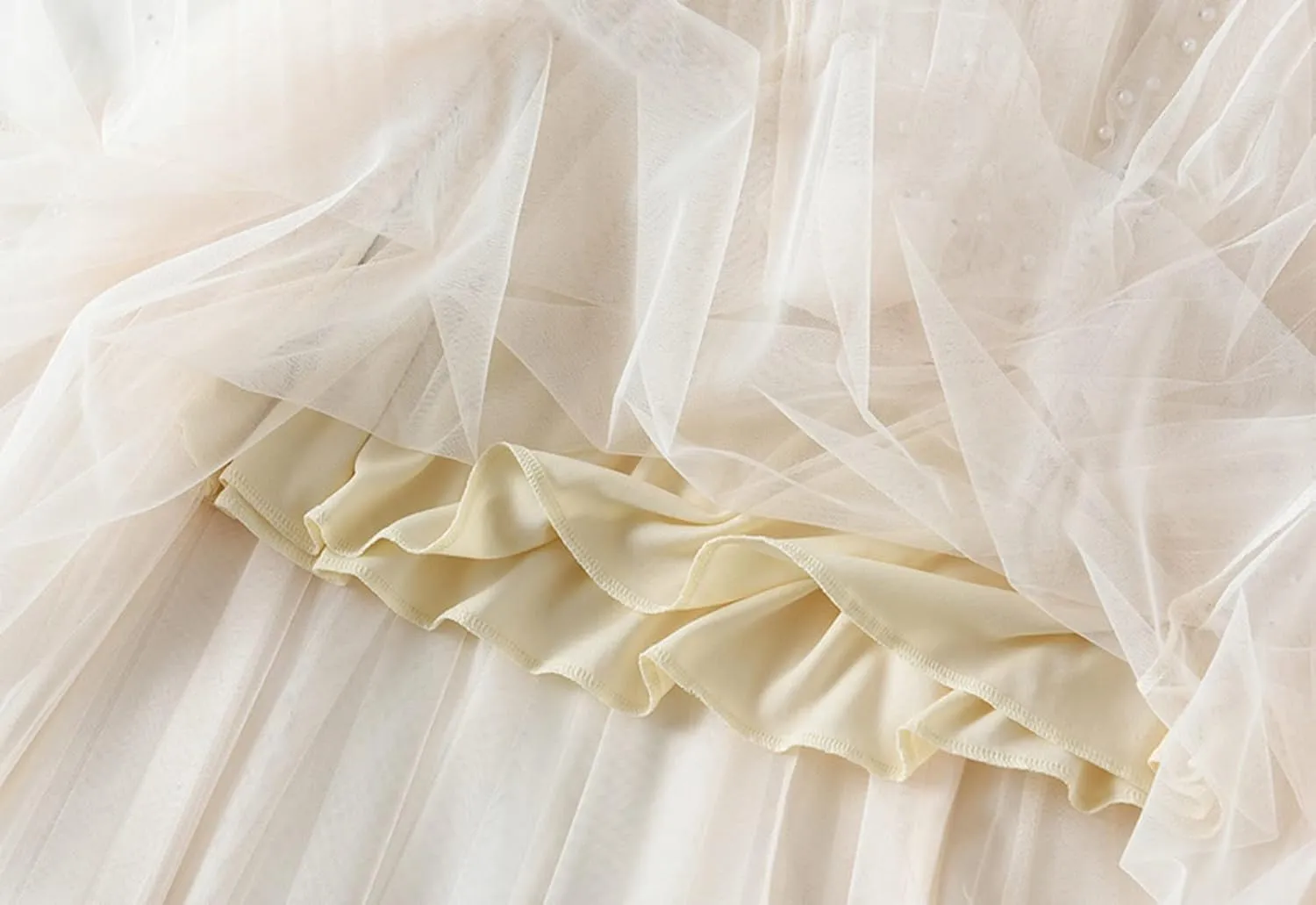 Women's High Waist Elastic Elegant Mesh Tulle Flowy Tea Length Pleated Maxi Skirt