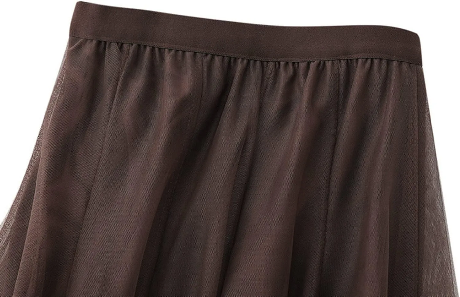 Women's Layered Maxi Skirt, Elastic Waist A Line Tutu Tulle Skirt Pleated Petticoat