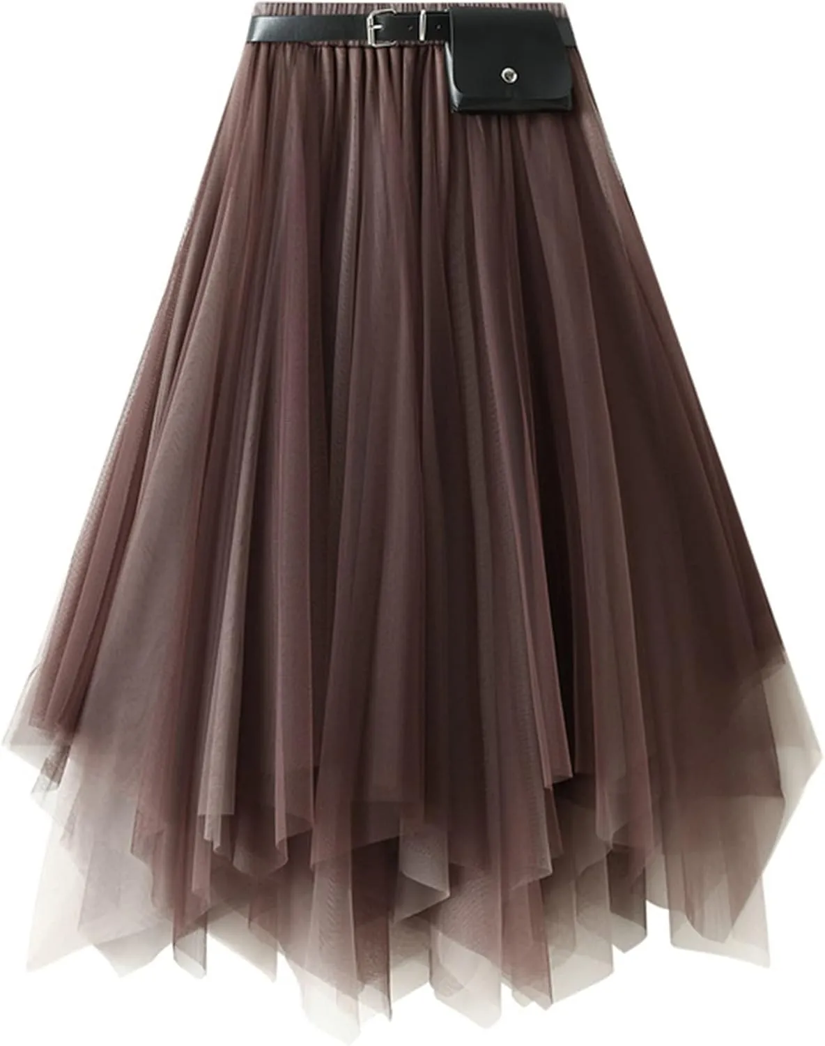 Women's Layered Midi Skirt,Fairy Elastic Waist A Line Tutu Tulle Skirt Princess Petticoat