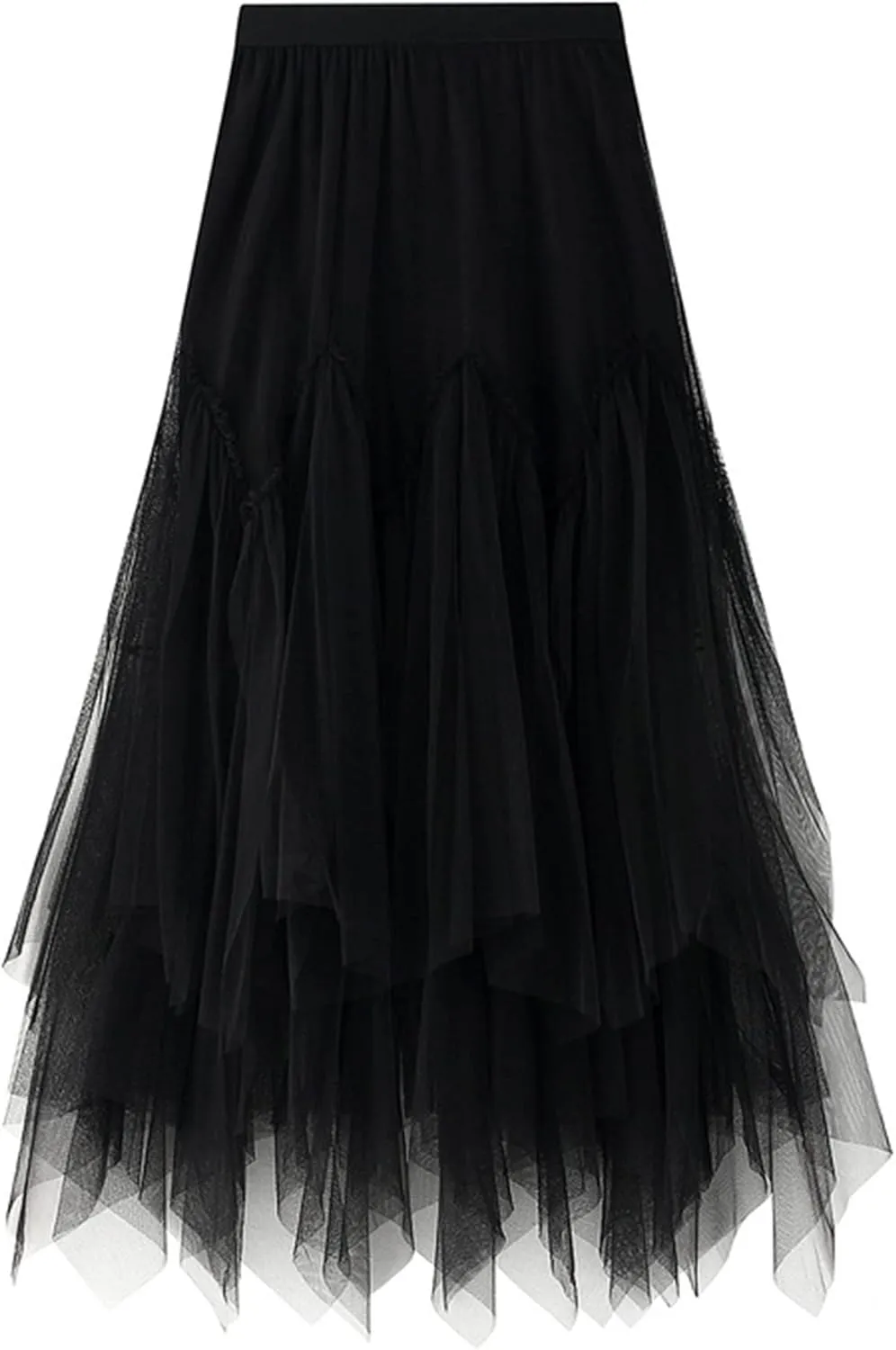 Women's Layered Midi Skirt,Fairy Elastic Waist A Line Tutu Tulle Skirt Princess Petticoat