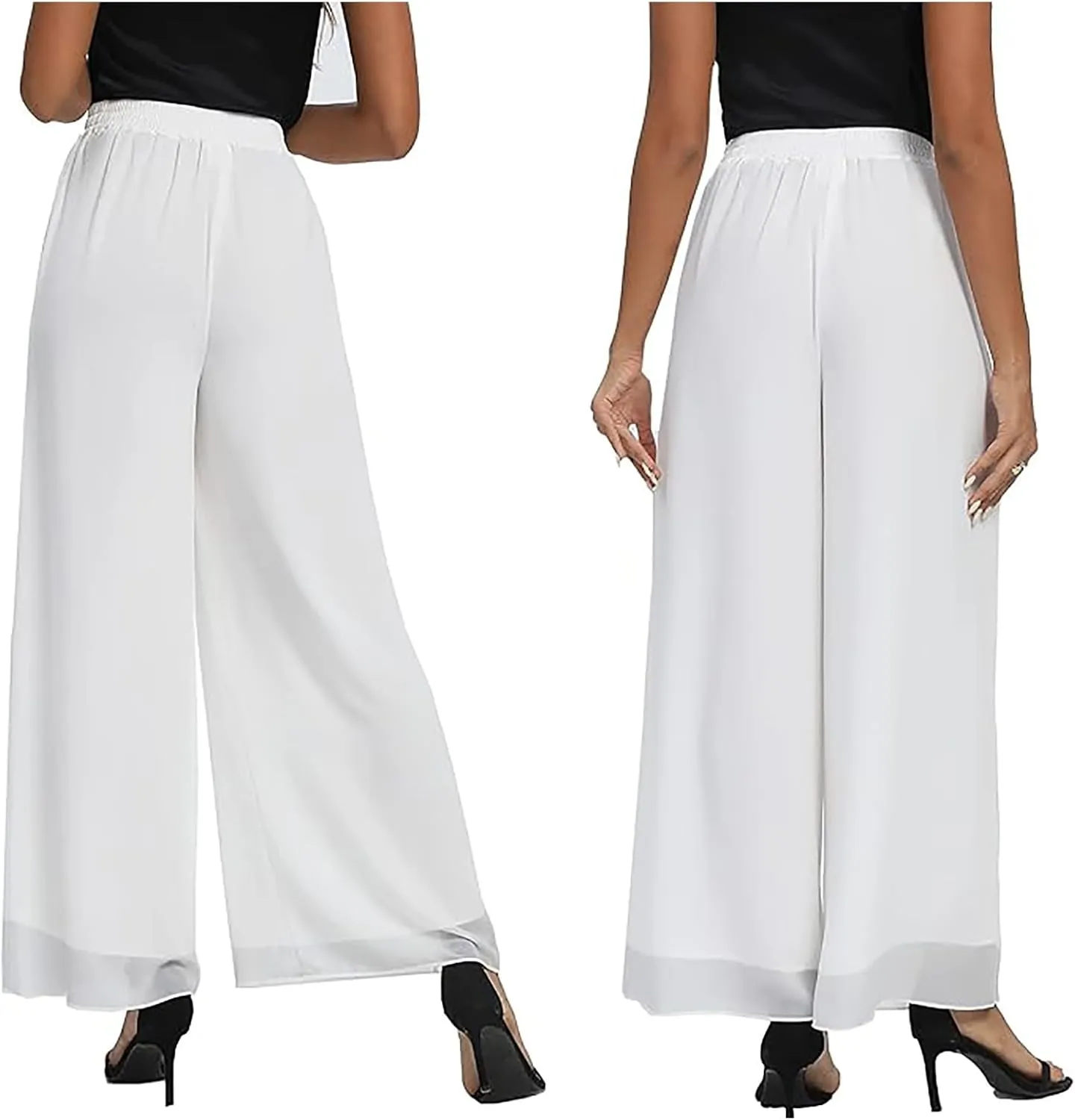 Women's Linen Blend Summer Floral Pants Low Waist Wide Leg Plus Size Pant Trousers Travel