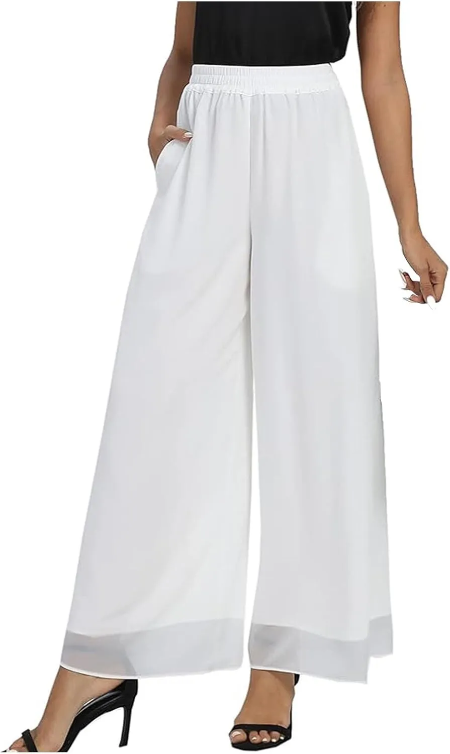 Women's Linen Blend Summer Floral Pants Low Waist Wide Leg Plus Size Pant Trousers Travel