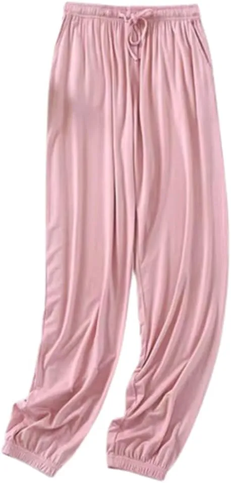 Women's Long Sleep Pants Summer Modal Lightweight Lounge Pants Casual Home Wear Bottoms Pajama Pants With Pocket