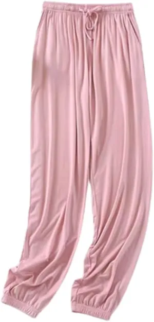 Women's Long Sleep Pants Summer Modal Lightweight Lounge Pants Casual Home Wear Bottoms Pajama Pants With Pocket