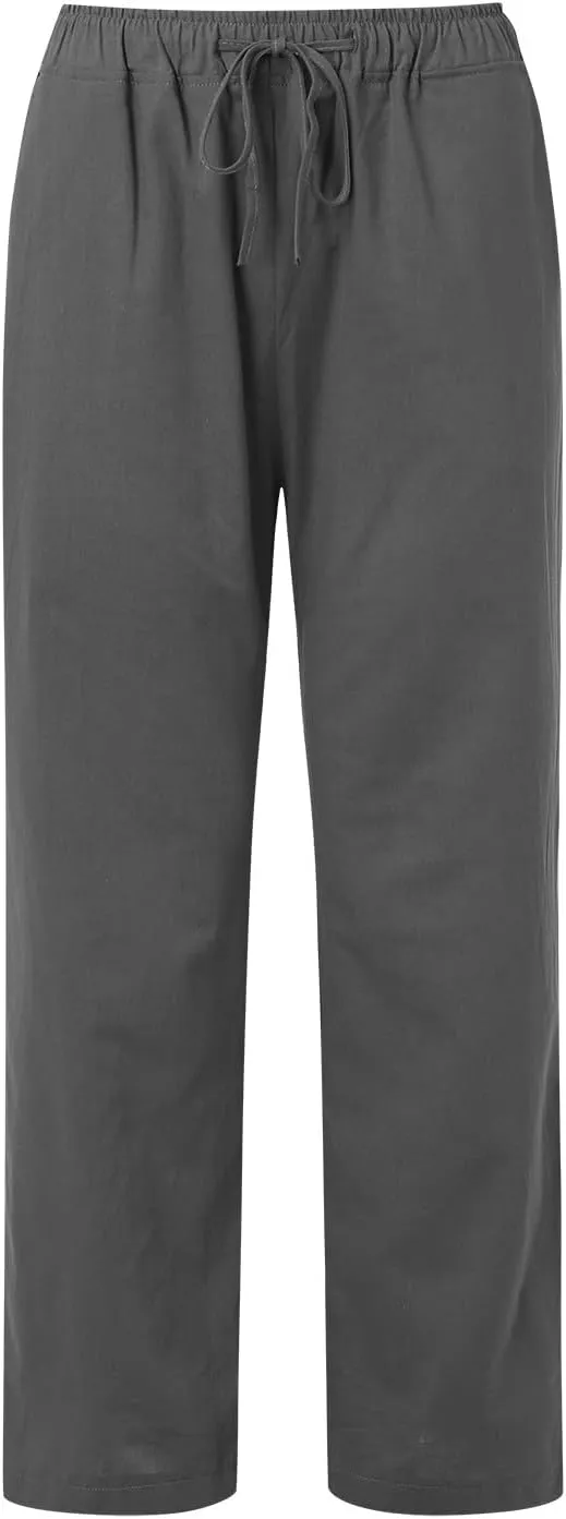 Women's Pants Summer Casual Plus Size Lightweight Straight Leg Drawstring Elastic Waist Loose Comfy Trousers with Pockets