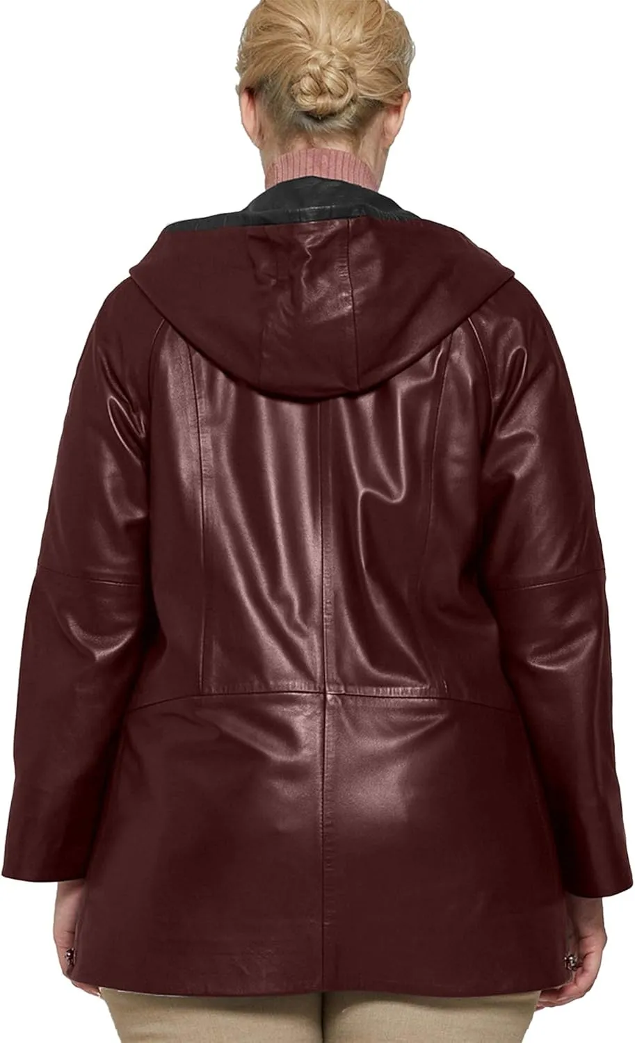 Womens Plus Size Soft Leather Jacket With Hoodie  Many Colors Real Sheepskin Hooded Leather Jacket