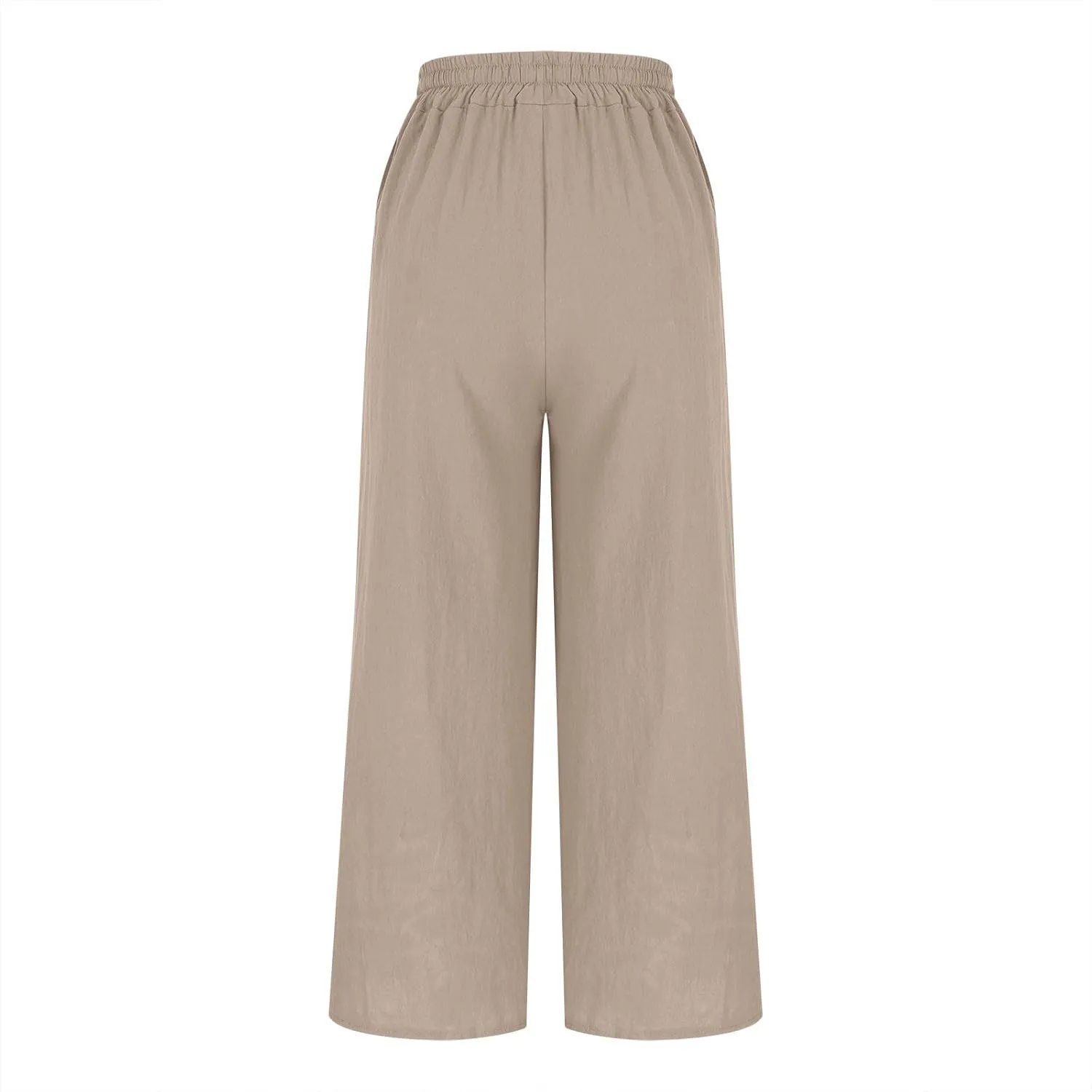 Womens Solid Pants Drawstring Elastic High Waisted Wide Leg Pant Summer Baggy Casual Trousers with Pockets