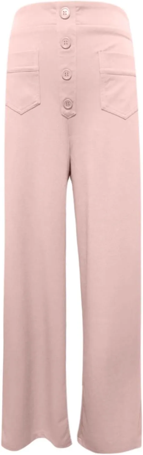 Women's Spring 2025 Dress Pants High Waist Straight Leg Pants Button Down Bottoms Work Pants Trousers with Pockets